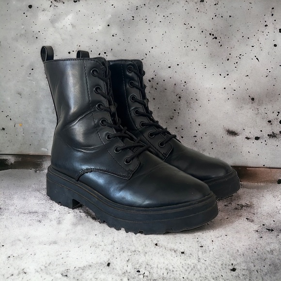 A New Day Women's Black Bridget Combat Lug Boots Size 6 - Picture 1 of 12
